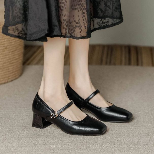 NEW French Vintage Mary Jane Shoes For Women, New Spring/autumn 2026 Style, Square Toe, Single Heel_vogvips.com