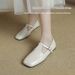 Cameido Women's French Vintage Square Toe Mary Janes Chunky Heel Spring Knitted One - Strap Buckle Deep - Mouth Shoes_vogvips.com