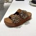 Retro Rhinestone Slip-On Sandals Fireworks Holiday Theme Genuine Leather Square Toe Thick Soled Women's Shoes_vogvips.com