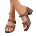 Women's Square Toe Buckle High Heeled Slippers Suede Chunky Heel European And American Style Sandals Plus Size Summer 2026 New_vogvips.com