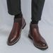 New Fashion Chelsea Boots Men's Pointy Toe Retro Boots British Men's Boots Leather Boots Leather Shoes_vogvips.com