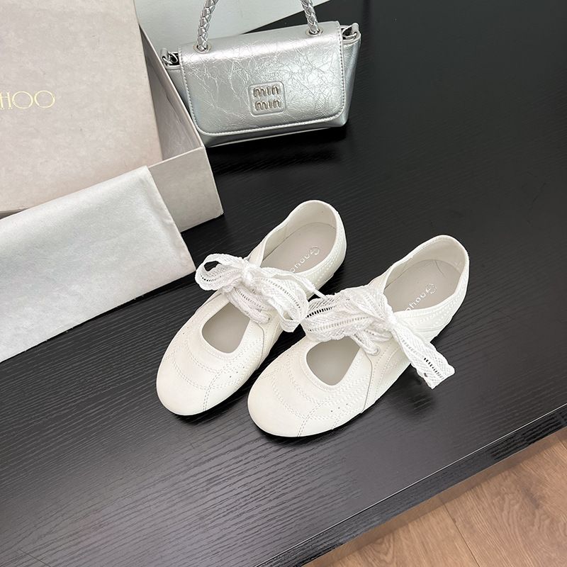 2025Sommer Flache, Flache, Dicke Sohle, Schnürung, Runder Kopf, Lässige Sport-Sneakers Für Damen, Modisch, Vielseitig Tragbar, Bequem, Leicht_vogvips.com