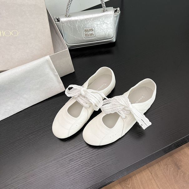 2025Sommer Flache, Flache, Dicke Sohle, Schnürung, Runder Kopf, Lässige Sport-Sneakers Für Damen, Modisch, Vielseitig Tragbar, Bequem, Leicht_vogvips.com