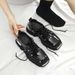 Women's Retro Style Square Toe Leather Derby Shoes Studded Punk Platform Spring Autumn_vogvips.com