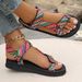 Women's Plus Size Sandals 2024 New Model With Velcro Straps, Thick Sole, Flat Bottom, European And American Ethnic Style_vogvips.com