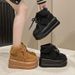Warm Fleece-Lined Lamb Wool Snow For Women 2025 Winter New Thick-Soled Height-Increasing Lace-Up Short Boots Northeast_vogvips.com