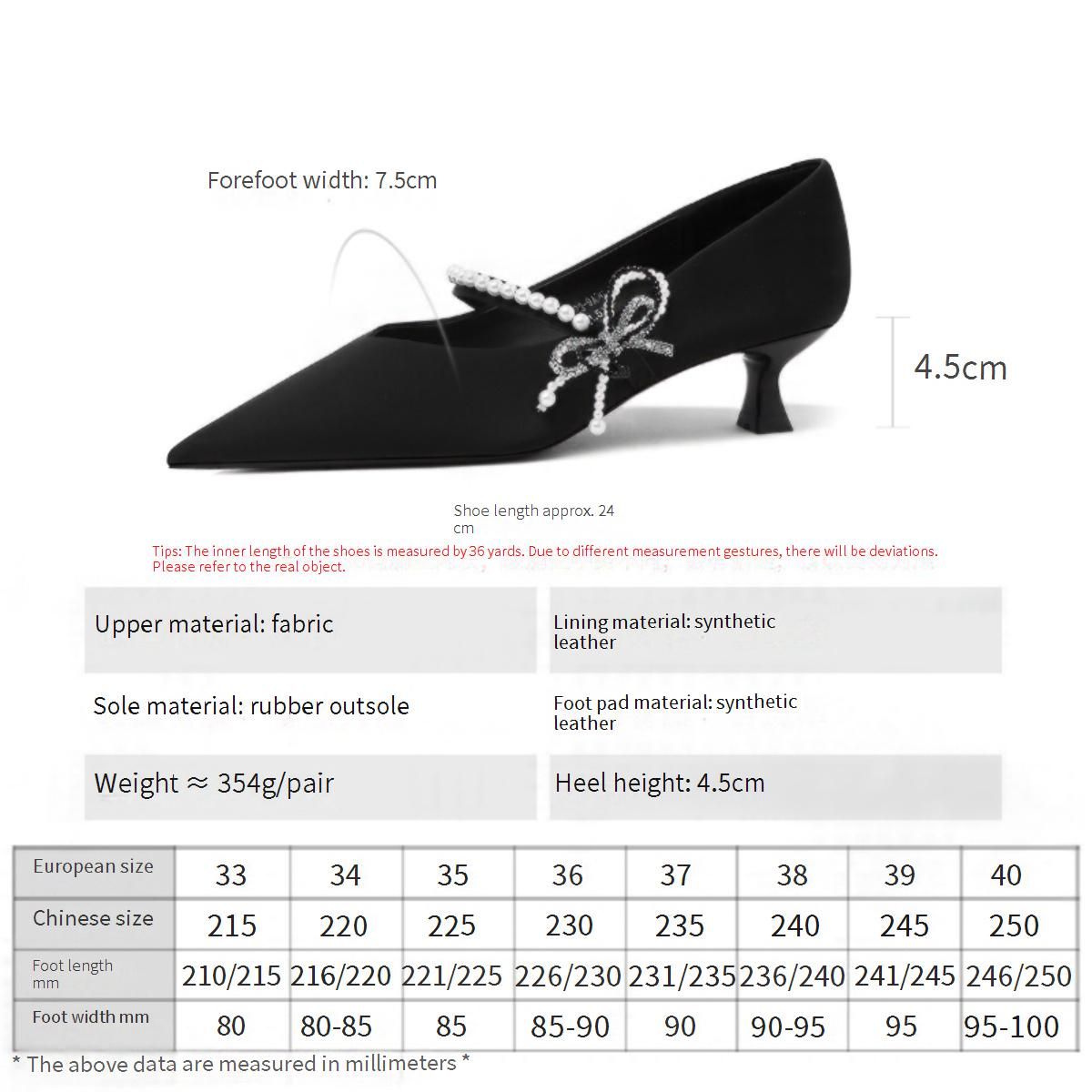 Cameido Women's Black Silk Pointed-Toe High Heels With 4.5CM Heel & Rubber Sole_vogvips.com