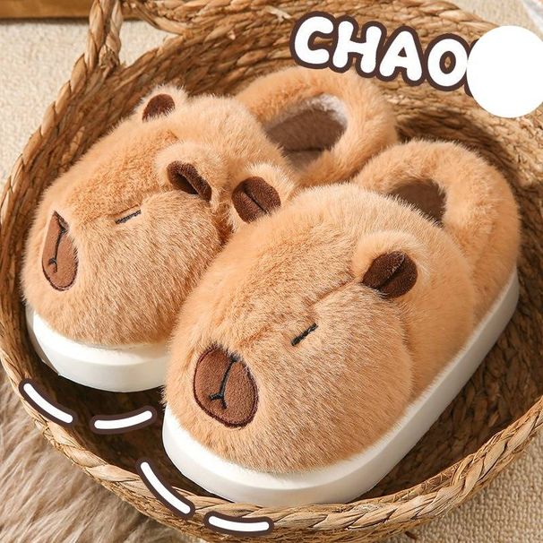Cozy Plush Slippers For Women And Men - Thick Sole Indoor Outdoor House Shoes With Round Toe And Warm Fleece Lining, Perfect For Fall Winter_vogvips.com