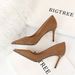 1829-A5 Women's Shoes Thin High Heel Suede Shallow Mouth Pointed Metal Bead Nightclub Sexy Single Shoe_vogvips.com