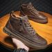 Men's Casual Leather Shoes For Business & Daily Wear - Round Toe, Low Heel, Breathable Mesh Lining, Durable Rubber Sole, Stylish And Comfortable_vogvips.com