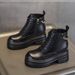 Trendy Sunday Autumn Winter Women's New Small Size Wedge Thick Sole Height Increasing Versatile Martin Short Boots_vogvips.com
