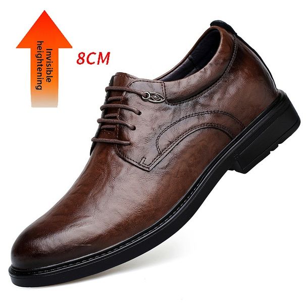 Men's Leather Shoes Men's Inner Height Increase Cm Thick-soled Formal Shoes Height Increase Casual Leather Shoes_vogvips.com