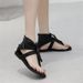 Summer Roman-style Student Casual Flat Sandals For Women, Versatile, With Toe-post, Herringbone, Buckle, And Retro Wedge_vogvips.com