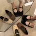 Soft-soled French Flat-soled Mary Jane Shoes Retro Square Head Shallow Mouth Single Shoes With Skirt Evening Shoes_vogvips.com
