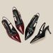Wine Red High Heel For Women, Semi-Covered Open Back, Pointed Toe, Stiletto Heels, Style, Women's Fashion Sandals_vogvips.com
