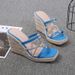 Women's Summer Square-Toed Wedge Sandals With Rhinestones, Cross-Strap High-Heeled Thick-Soled Straw Rope_vogvips.com