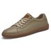 Men's Board Shoes Cowhide Surface Low-top Shallow Mouth Shoes Lace-up Round Head Comfortable Small Leather Shoes_vogvips.com