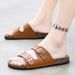 Summer Boken With Double Buttons And Exposed Toes For Couples, Men's One-piece Slippers, Slippers_vogvips.com