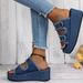 New Large Cripple With Cowboy Leather Buckle, One Step Stepping Cold For Women's Summer Outerwear, Thick Bottom Slippers_vogvips.com