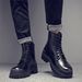 Men's Chelsea Boots Business Dress Leather Martin Leather Boots Handmade High Top Leather Shoes Vintage Short Boots_vogvips.com