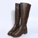 Retro Brown Knee High Large-sized Low Platform Long Autumn Pu Leather Zipper Womens Warm Boots 240911_vogvips.com