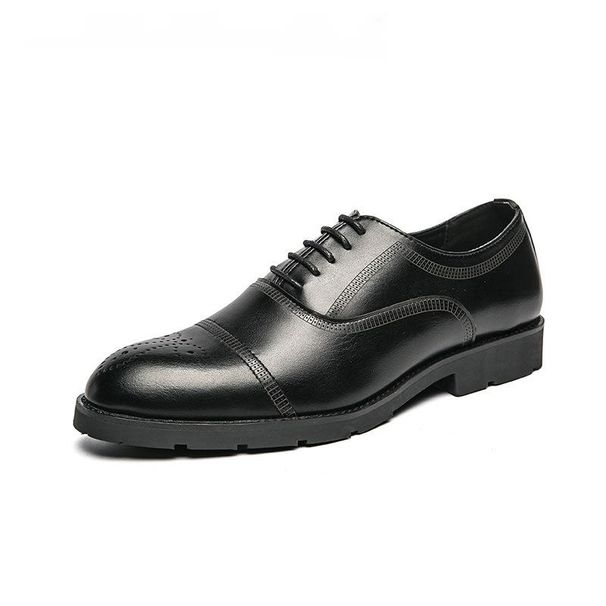 Euro Step New Fashion Brogue Business Casual Low-top Lace-up Large Size Men's Leather Shoes_vogvips.com