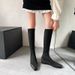 Women's Stretchy High-Cut Sock Boots With Hidden Heel Lift - Square Toe, Flat Sole, Slouchy Over-the-Knee Boots For Autumn/Winter_vogvips.com