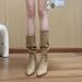 Versatile Ankle Boots With Stiletto Heels Cowboy Boots Stacked Heel Cowboy Boots – Chic Western Ankle Booties In Beige & Black_vogvips.com
