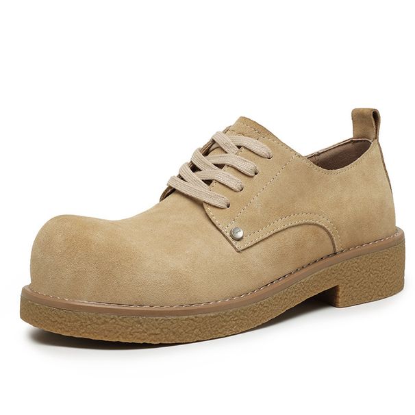Vintage Tooling Shoes Mickey Big Head Derby Shoes Round Head Casual Thick Sole Heightening Martin Boots_vogvips.com