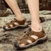 Leopard Summer Baotou Beach Large Casual Shoes Fashion Lightweight Mens Non Slip Sandals_vogvips.com