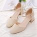 Women's Block-heeled Sandals Spring-summer New Style, One-strap Buckle High-heeled Shoes, Square-toed Mid-heel_vogvips.com