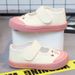 Girls' Casual Canvas Sneakers – Lightweight Low-Top Slip-On With Hook & Loop Strap (Beige, Cartoon Print, Soft Rubber Sole)_vogvips.com