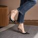 Women's Studded High-heeled With Thin Heels, 2025 Spring New Model, Pointed Toe, Side Cut-out, Rivet, Solid Color, Ankle_vogvips.com