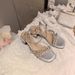 Crystal Rhinestone Chunky Heel Sandals Korean Style Height-Increasing Elegant 2025 Summer New Model_vogvips.com
