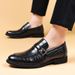 2024 New Leather Business Formal Casual Crocodile Pattern Men's British Korean Version Pointed Oversized Shoes_vogvips.com