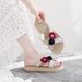 Women’s Shoes Summer Small Fragrance Style Outdoor Vacation BeachSlippers Women's Wedge Heel Flower Beach Shoes_vogvips.com