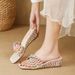 Retro Women's Square Toe Wedge Sandals Mid Heel Slippers Fairy Style Design Gentle Outdoor Use_vogvips.com