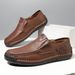Hollowed-Out Hand-Stitched Men's Shoes, Outdoor Casual Shoes, Flat Leather Shoes On One Foot, Low-Top Large-Sized Loafer_vogvips.com