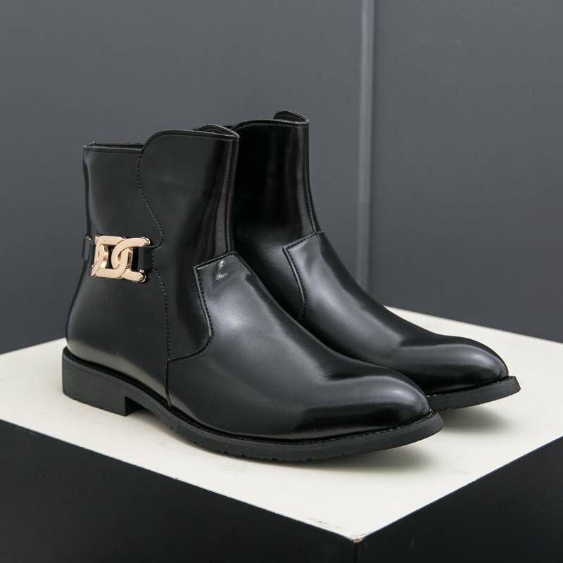 New Fashion Brown Retro Chelsea Boots Men's Pointed Toe Suit Martin Boots British Crocodile Pattern Business Men's Boots Leather Short Boots_vogvips.com