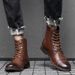 Men's Retro High-Top Lace-Up Winter Boots - Genuine Leather & PU Lined - Warm & Comfortable - Casual & Workwear Style - Available In Black & Brown_vogvips.com