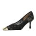 651-8 European And American Style Sexy Lace Mesh High-heeled Shoes With A High-end Feel, Metal Small Square Toe, Shallow_vogvips.com