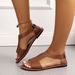 Women's Casual T-Strap Hollow Out Flat Sandals Open Toe Adjustable Magic Tape Summer Beach Shoes Plus Size Comfort_vogvips.com