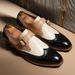 Euro Step New Color-Block Brogue Carved Large Size Business Formal Casual Leather British Versatile Men's Shoes_vogvips.com