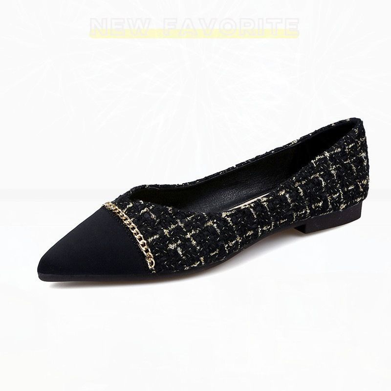 First-Layer Cowhide Summer New Style New-Inspired Color-Block Pointed-Toe Flat Shoes For Women, Korean Version,_vogvips.com