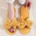 NEW Women's Cotton Slippers, Bow, Home Plush Slippers, Indoor Slippers For Women_vogvips.com