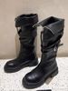 Designer Over-the-knee Long Boots, Women's Martin Boots, Belt Buckle, Thick-soled Motorcycle Riding Boots, High-top Fashion Boots._vogvips.com