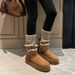 Fur And Leather Integrated Thick Soled Snow Boots With Winter Velvet And Thick Belt Buckle Cotton Shoes Short Boots_vogvips.com
