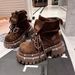 【Fanfuna】Rhubarb Suede Leather Short Thick Sole Martin Trendy Cool British Work Western Cowboy Boots_vogvips.com