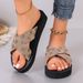 plus Size Platform Slippers for Women One Strap Crossover Casual Sandals European American Style Wholesale_vogvips.com