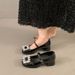 French Thick Heel Square Head Mary Jane Small Leather Shoes Women's Rhinestone Square Buckle Light Mouth Color Matching Shoes_vogvips.com